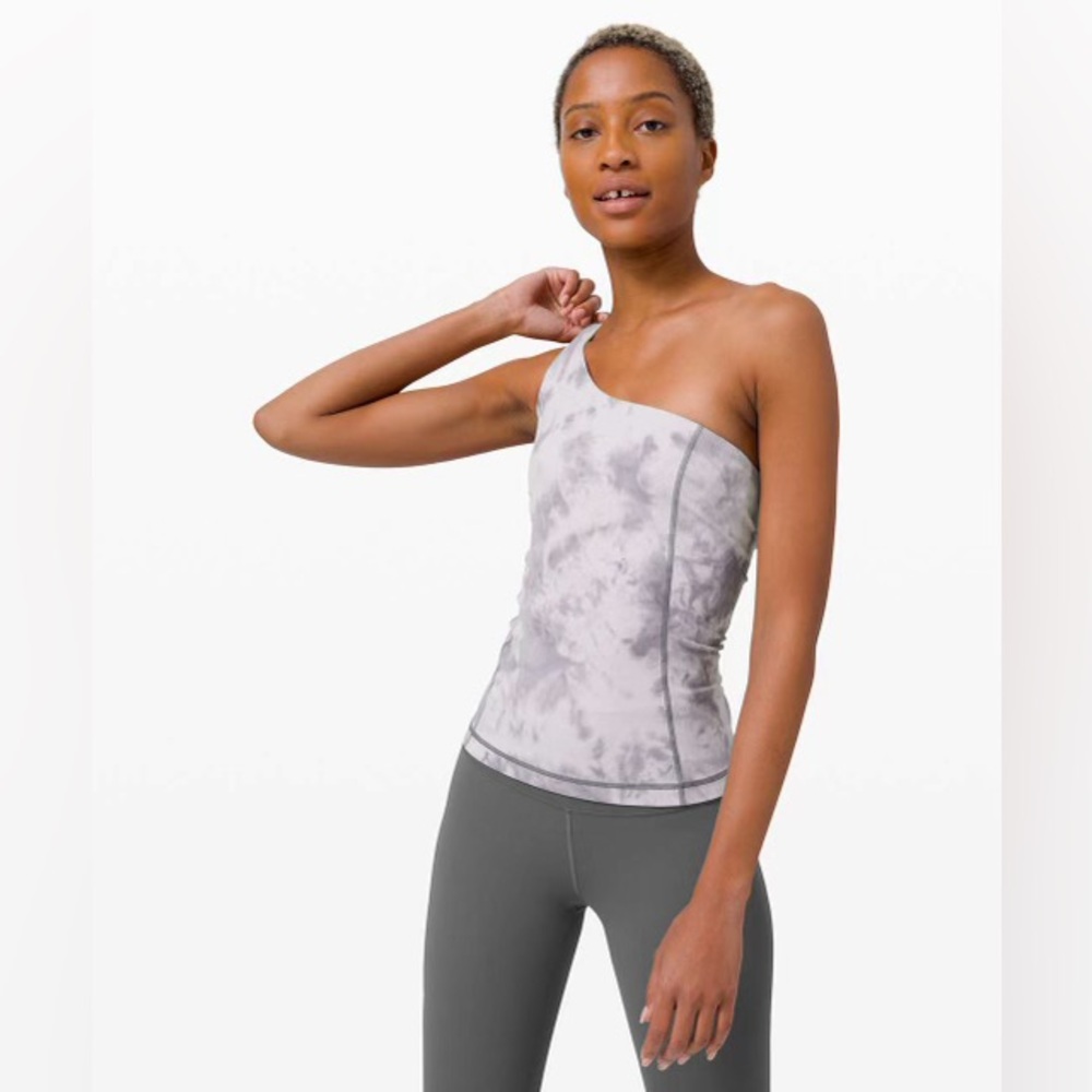 Lululemon one shoulder grey marble tank top